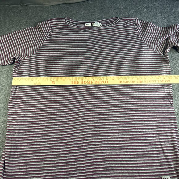 VINTAGE FADED GLORY WOMEN'S SIZE 1X SLEEPWEAR MAROON GRAY STRIPE SHIRT - Picture 8 of 8